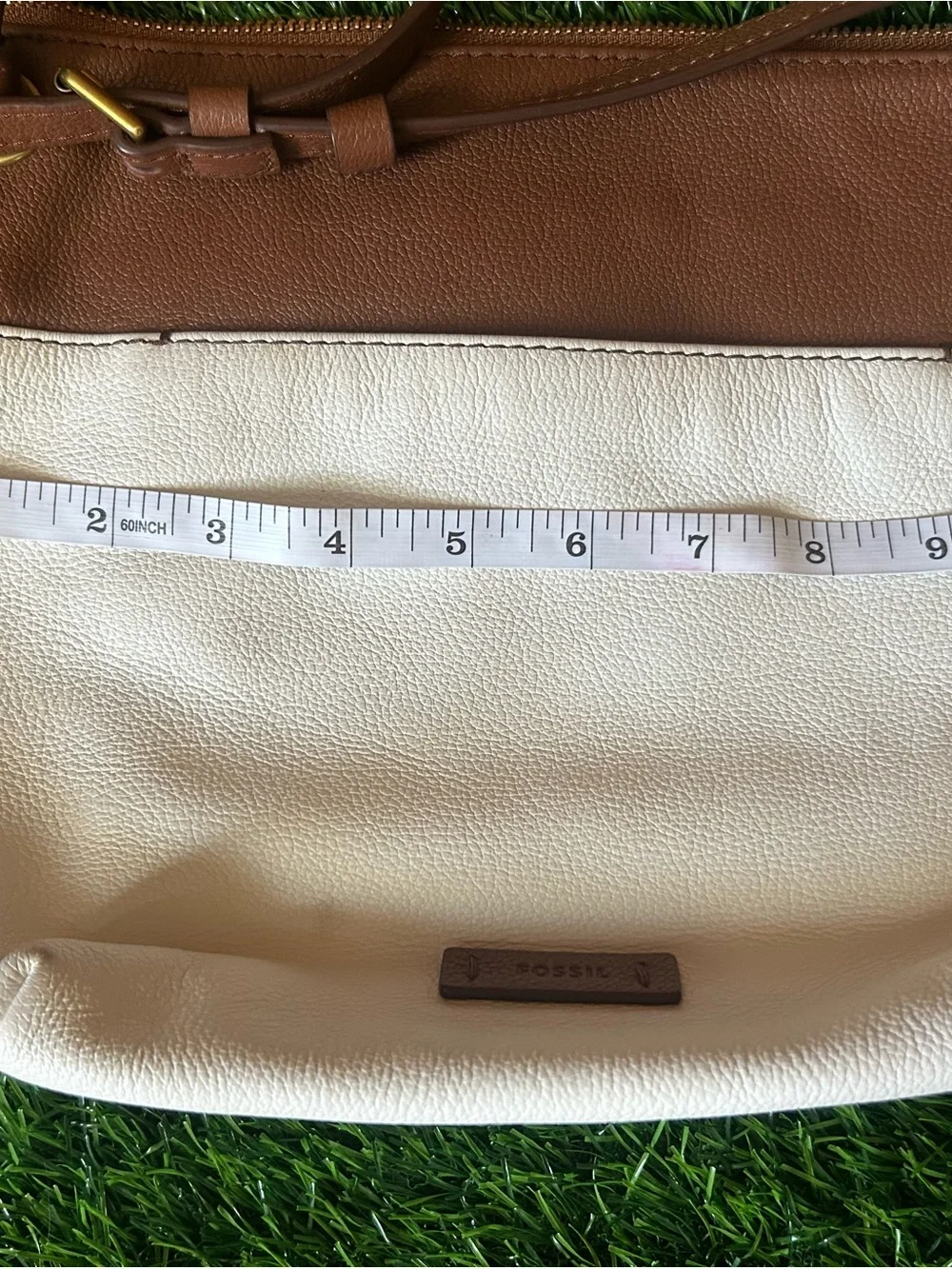 Fossil Cream and Brown Women’s Two-Tone Tote